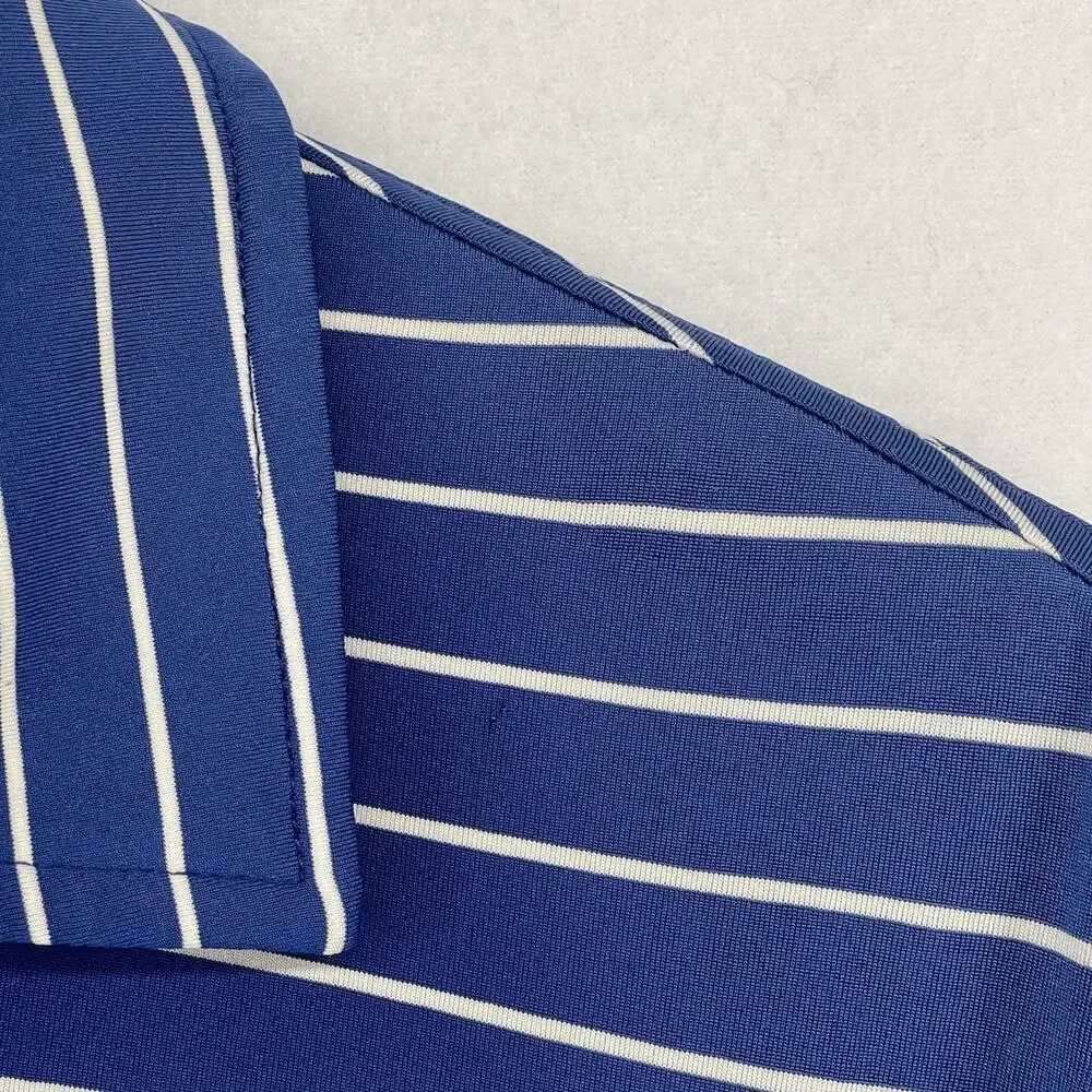 POLO RALPH LAUREN Shirt Mens L Striped Polo Golf Performance Short Sleeve Blue